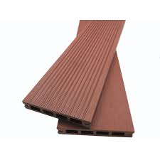 Exemple de terrasse en lame composite. Lame Terrasse Bois Composite Alveolaire 220x12 Cm Ep 19 Mm Pas Cher Prima