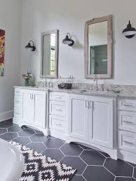 modern farmhouse bathroom with white