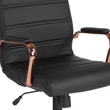 The tilt lock mechanism offers a comfortable rocking. Flash Furniture Mid Back White Leathersoft Executive Swivel Office Chair With Rose Gold Frame And Arms Walmart Com Walmart Com