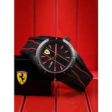 Red rev captures the thrill of race day with a bold honeycomb textured side casing inspired by the layered structure of a race car's monocoque tr90 34mm round red dial red silicone strap Buy Scuderia Ferrari Men Black Redrev Analogue Watch 0830481 Online Looksgud In