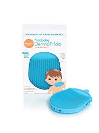 The dermafrida skinsoother bath brush from fridababy exfoliates your baby's skin, helping to prevent eczema and cradle cap with its soothing bristles. Buy Dermafrida The Bath Mitt Silicone Body Brush For Aed 61 95 Baby Baths Accessories Mamas Papas Uae