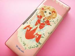 Kawaii Vintage Pencil Case Cute Girl Illustration Made In Japan 70s Cute Girl Illustration Japanese Pencil Case Pencil Case