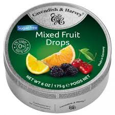 Cavendish & harvey orange candy 5.3oz tin 12/cs. Cavendish Harvey Sugar Free Mixed Fruit Drops In Tin 175g