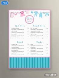 Baby Shower Menu Template Illustrator Indesign Word Apple Pages Psd Publisher Template Net Baby Shower Menu Menu Template Word Menu Template