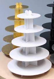 Cupcake stand milk glass & gold two tier vintage reclaimed cupcake stand made to order redeggboutique. Cupcake Stand 5 Tier Cardboard Gold