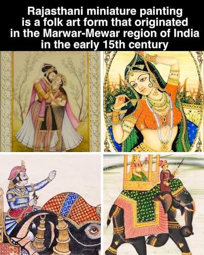 Rajasthan is one of the pioneers of miniature paintings in India. This Indian folk art form evolved here in Marwar-Mewar region as textual illustrations to the Jain text Kalpa-Sutras around the early