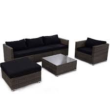 6 Pcs Patio Rattan Wicker Sectional Furniture Set W Black Cushion Outdoor Furniture Sets Outd Patio Sofa Set Patio Furniture Sets Rattan Outdoor Furniture