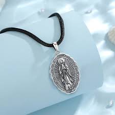 Eudora 925 Sterling Silver cattolicesimo vergine maria collana per donna  uomo Fine Mary croce amuleto ciondolo gioielli religiosi regalo