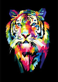 The Tiger Metal Poster Print Gil Topann Displate In 2020 Colorful Animal Paintings Tiger Painting Tiger Artwork