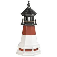 This beachy piece of art is made from reclaimed wood and would be perfect for a nautical inspired beach house. Amish Handcrafted Stone Garden Lighthouse Gray Top Revolving Light Beach Style Garden Statues And Yard Art By Country Living Primitives Llc Houzz