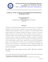 The information technology and innovation foundation (itif) is a u.s. Pdf Critical Study On Impact Of Information Technology On Hr Practices Aarf Publications Journals Academia Edu
