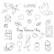 Easy, step by step valentines drawing tutorials. Set Of Valentine Day Outline Of A Vector Illustration On An Royalty Free Cliparts Vectors And Stock Illustration Image 138440183