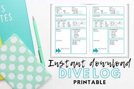 Scuba Dive Log Aqua Blue In Printable A4 A5 A6 Sizes Instant Download Diver Bliss In 2020 Diving Scuba Diving Scuba