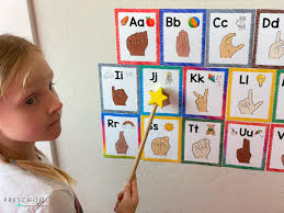 The letters of the alphabet that are used least frequently in the english language are q, j, z and x. Sign Language Alphabet Printable Poster For Preschool And Kindergarten Preschool Inspirations