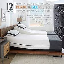 Amazon Com Blissful Nights Ananda 12 Cal King Split Pearl And Cool Gel Infused Memory Foam Mattress With Premi Adjustable Bed Frame Adjustable Beds Bed Frame