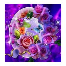Diamond Painting Full Round Brilliant Flowers Rose Frame Flower Wallpaper Cross Paintings