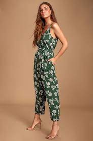 Doyle Green Floral Print Sleeveless Jumpsuit Floral Print Jumpsuit Jumpsuits For Women Sleeveless Jumpsuits