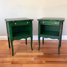 Set Of Drexel Dark Emerald Vintage Nightstands Green Side Table Paintedfurniture Ad Green Painted Furniture Furniture Vintage Nightstand