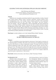 Cara membuat kalimat dalam bahasa arab. Pdf Kalimat Tanya Dalam Bahasa Melayu Dialek Tamiang