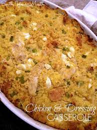 Bake the cornbread, sutee' the vegetables, and mix all together with eggs, seasonings, and chicken broth before you can make this simple cornbread dressing in 3 easy steps. A Comfort Food Casserole Made With Stewed Chicken And Southern Cornbread D Dressing Recipes Thanksgiving Cornbread Dressing Southern Dressing Recipes Cornbread