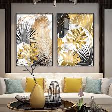 Elegant Nordic Golden Leaf Canvas Print Poster Wall Art Decor Wohnzimmer Dekoration Ideen Wohnung Dekoration Wohnzimmer Dekor