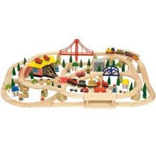 Amazon Com Bigjigs Freight Complete Wooden Train Set 130 Piece Toys Games Wooden Train Set Wooden Train Toy Train