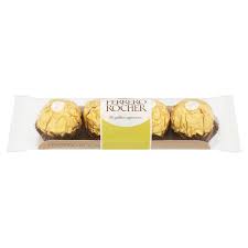 A box perfect for gifting or sharing. Ferrero Rocher Chocolate Pralines Treat Pack 4 Pieces 50g Single Chocolate Bars Bags Iceland Foods