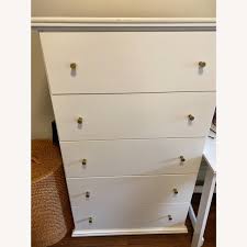 Ashley exquisite chest, white, five drawers, 54 x 31 x 18. Ashley Furniture White Tall 5 Drawer Dresser Aptdeco