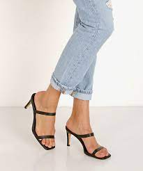Jaggar Two Strap Leather Heel Black 50190711 Free Shipping At Largo Drive