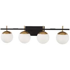 George Kovacs Alluria 4 Light Weathered Black With Autumn Gold Accents Bath Light P1354 618 The Home Depot