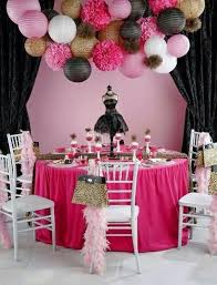 Glamorous purple accented wedding party tablescape. Pink And Gold And Black Party Ideas Google Search Kids Birthday Party Decoration Fashionista Party Birthday Party Decorations