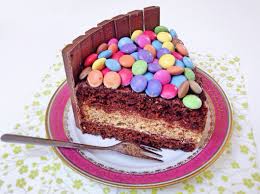 Nimm den kuchen nun vom rost, denn dieses benötigst du nun zum stürzen. Kitkat Smarties Torte Fur Grosse Kinder Kupferherzblog