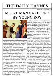If there is more than one edition available for that date (as in an early and late edition of. The Iron Man By Ted Hughes A Newspaper Article Model Wagoll Teaching Resources
