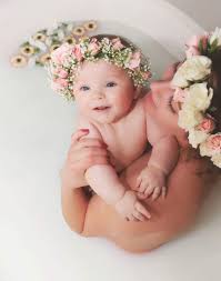 If you're looking to make a milk bath for baby, human breast milk is the best choice. Cute Baby S Breath Flower Crown With Spray Roses Baby Flower Crown For Milk Bath Maternity Photoshoot Baby Milk Bath Babys Breath Flowers Milk Bath Maternity