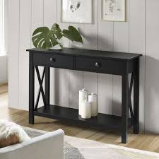 Brighton Hill James Console Table In Black Transitional Bellacor Black Console Table Entrance Table Decor Wood Console Table