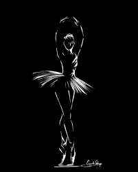 Black And White Dancer Drawing Ballerina Art Print Ballerina Drawing White On Black Ink Drawing Ballet Art Modern Art Minimalist Ballerina Art Ballet Art Silhouette Art