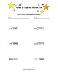 long division no remainders lesson plans worksheets