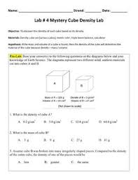 For this section students will be gathering information to graph. Lab 4 Mystery Cube Density Lab Word Problem Worksheets Density Lab Persuasive Writing Prompts