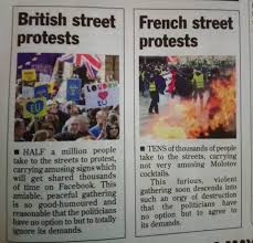 An america meme that has nothing to do with riots or racism. British Protests Vs French Protests Europe