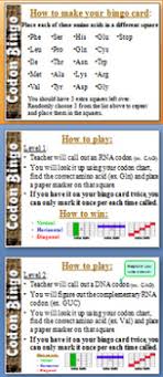 codon bingo game and central dogma dna rna protein notes