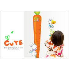 Rabbit Carrot Wall Stickers Kids Growth Chart Height Measure