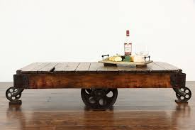 Vintage industrial coffee table, english, handmade, steel, oak, 20th century. Industrial Salvage Antique Farmhouse Railroad Cart Coffee Table 38255 Harp Gallery Antiques Furniture