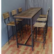 metal and wood tall bar table for 6
