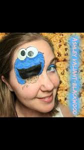 Cookie Monster Face Paint by Ashley Valiant-Blackwood #thefrugalfacepainter  #blingfacepainting #cookiemonster #sesamestreet