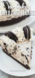 This No Bake Oreo Cheesecake Is Light Fluffy And Creamy And Loaded With Oreo Chunks Mad No Bake Oreo Cheesecake Oreo Cheesecake Recipes Baked Dessert Recipes