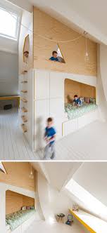 Board and batten adds character and architectural interest to the room. This Kids Room Has A Custom Designed Double Bed And Lofted Play Space