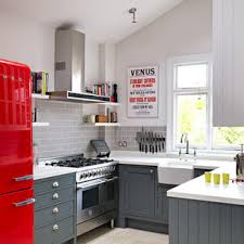 Shop our ready to assemble grey kitchen cabinets from country kitchens for your modular kitchen. 75 Beautiful Small Red Kitchen Pictures Ideas July 2021 Houzz