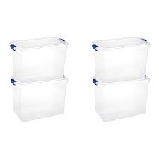 We have bins with a hopper front if you need quick access and visibility. Homz Heavy Duty 112 Qt Plastic Storage Tote Set Wayfair
