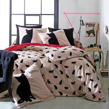 housse de couette coton minou rose noir housse de couette couette couverture lit