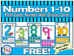 Numbers 1 10 Free Character Number Flash Cards With Ten Frames Can Also Be Used As A Center Activity When Separa Flashcards Kindergarten Themes Display Cards